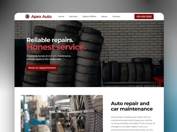 apex auto homepage mockup